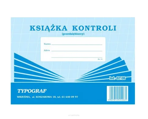 Książka Kontroli Przedsiębiorcy Typograf 02106