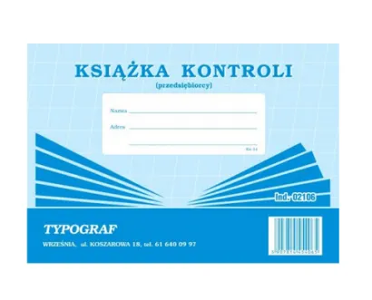Książka Kontroli Przedsiębiorcy Typograf 02106