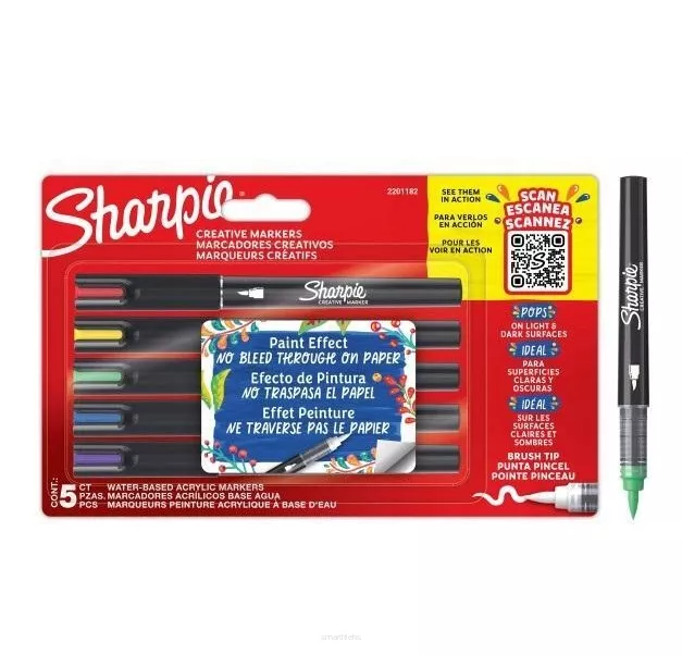 Markery Akrylowe Sharpie Artystyczne Pędzelkowe 5 szt. smartkleks.pl