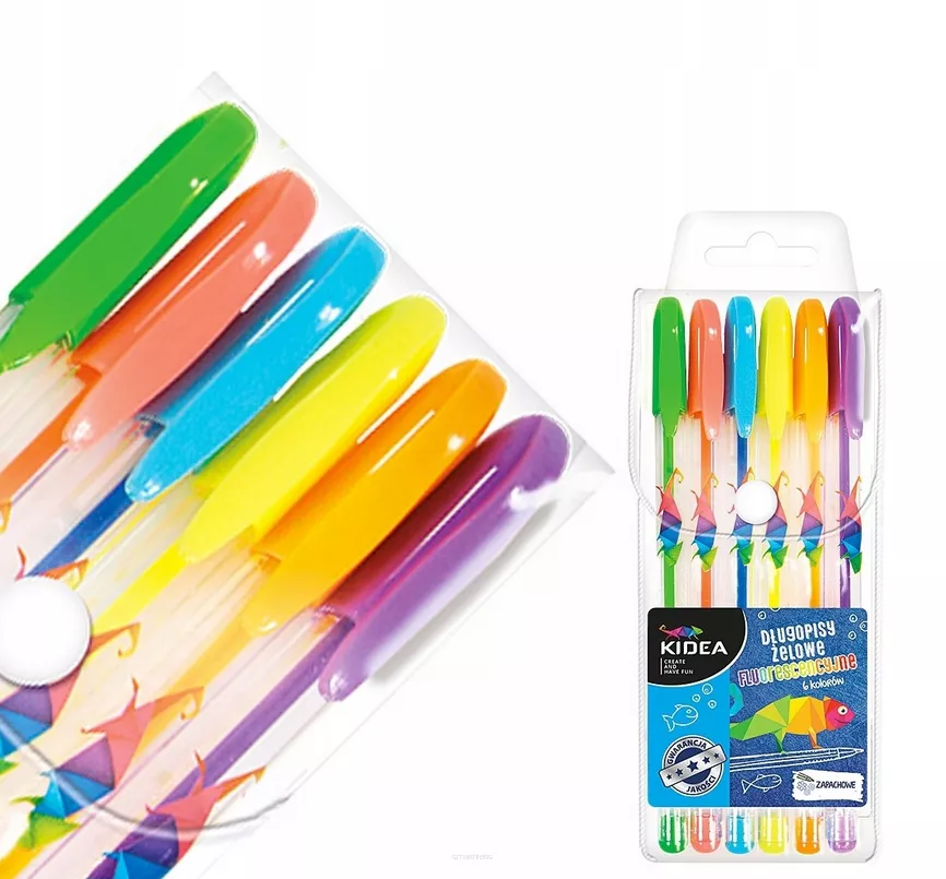 Długopisy Żelowe Fluorescencyjne Zapachowe Kidea
