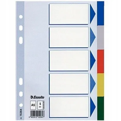 Przekładki Plastikowe z PP A5 ESSELTE 5 kart