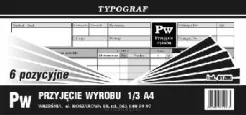 Pw Przyjęcie wyrobów 1/3 A4 / 6 pozycyjne Poziom samokop. Typograf