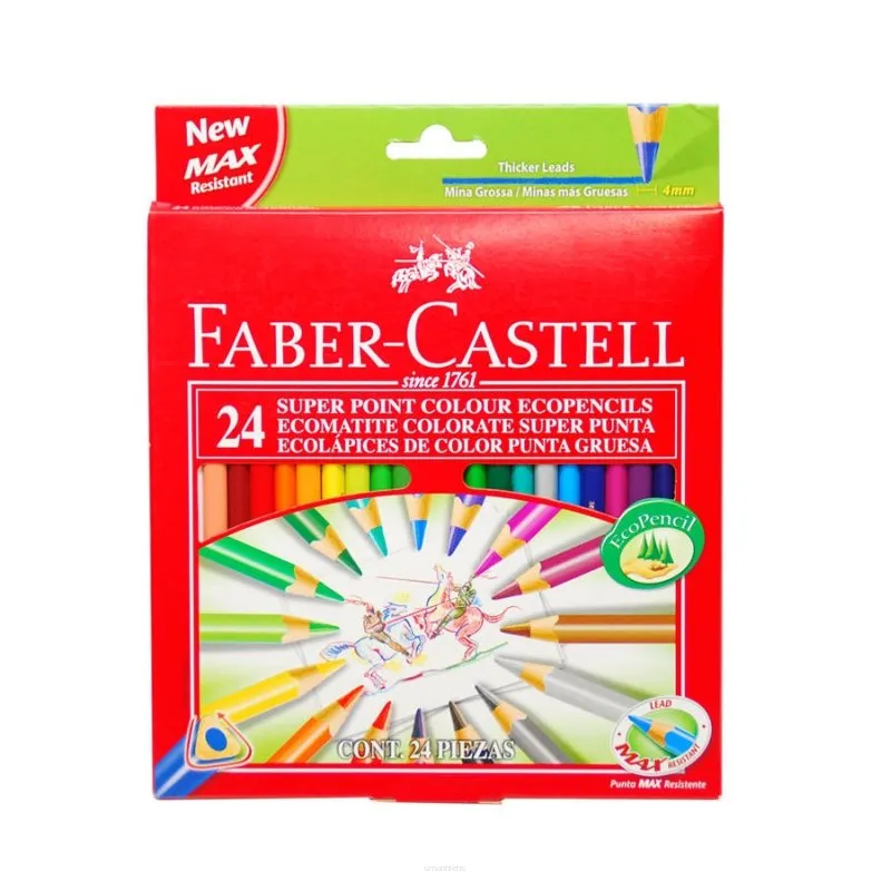 Kredki trójkątne Eco Faber-Castell 24 kolory z grubym grafitem