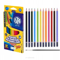 Kredki Ołówkowe Akwarelowe 12 Kolorów Astra