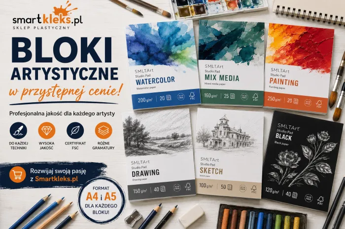 Bloki artystyczne w przystępnej cenie – profesjonalne podłoża dla każdego artysty dostępne w Smartkleks.pl